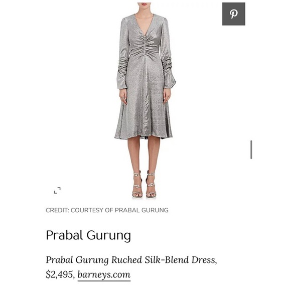 Prabal Gurung Ruched Silk-Blend Dress - Picture 3 of 3